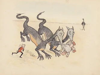 Illustration pour Little Twin Dragons de S Rosamond Praeger (lithographie couleur)