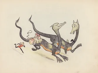 Illustration pour Little Twin Dragons de S Rosamond Praeger (lithographie couleur)