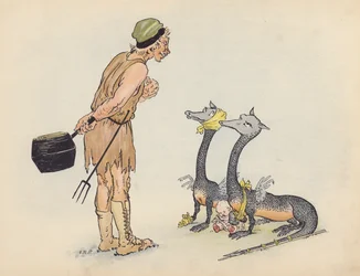 Illustration pour Little Twin Dragons de S Rosamond Praeger (lithographie couleur)