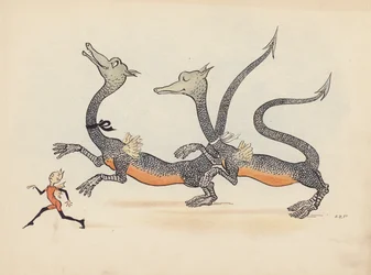 Illustration pour Little Twin Dragons de S Rosamond Praeger (lithographie couleur)