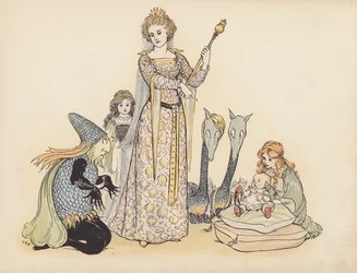 Illustration pour Little Twin Dragons de S Rosamond Praeger (lithographie couleur)