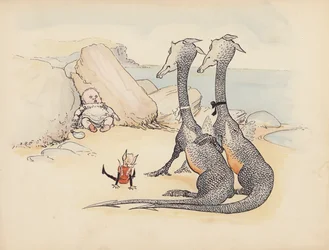Illustration pour Little Twin Dragons de S Rosamond Praeger (lithographie couleur)