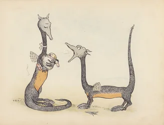 Illustration pour Little Twin Dragons de S Rosamond Praeger (lithographie couleur)