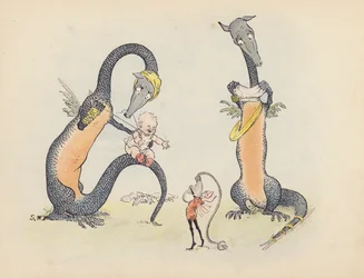 Illustration pour Little Twin Dragons de S Rosamond Praeger (lithographie couleur)