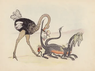 Illustration pour Little Twin Dragons de S Rosamond Praeger (lithographie couleur)