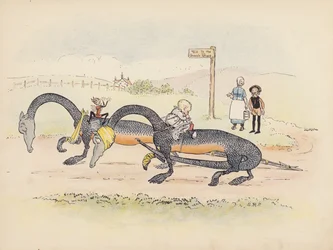Illustration pour Little Twin Dragons de S Rosamond Praeger (lithographie couleur)