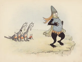 Illustration pour Little Twin Dragons de S Rosamond Praeger (lithographie couleur)