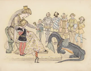 Illustration pour Little Twin Dragons de S Rosamond Praeger (lithographie couleur)