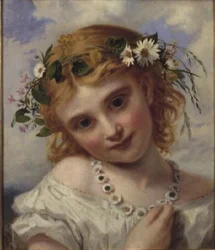 Jeune fille avec une guirlande de marguerites