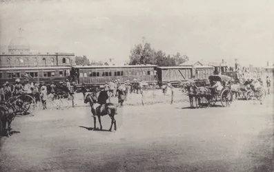Vues historiques, le premier train à atteindre Johannesburg