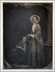 Sans titre (Une femme en bonnet et châle, avec son fils assis)