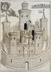 Un Château, gravure pour accompagner les chansons mallorquines écrites par Fray Encelm Turmeda
