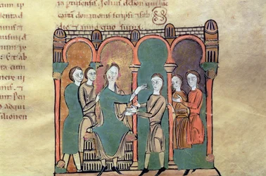 Bénédiction du comte Bernat I de Besalu, miniature du 
