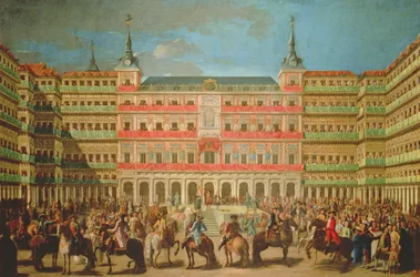 Décoration de la Plaza Mayor pour l