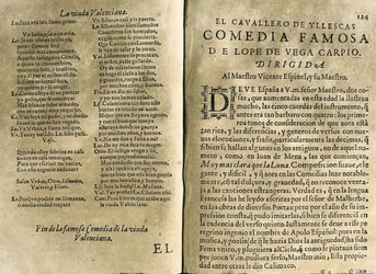ESPINEL, Vicente (1550-1624). Musicien espagnol et poète classique.; VEGA CARPIO, Félix Lope de (1562-1635). « El cavallero de Yllescas », comédie incluse dans « Parte catorze de las comedias de Lope de Vega », compilation publiée à Madrid par la veuve de 