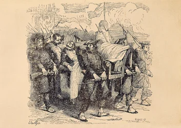 Première guerre carliste (1833-1840) : le général carliste Tomas Zumalacarregui (1788-1835) blessé lors du siège de Bilbao