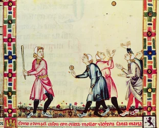 Fol.61v Jeu de pelote en plein air, du manuscrit réalisé sous la direction d