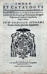 Frontispice de "Index et catalogus librorum prohibitorum", index des livres interdits par l