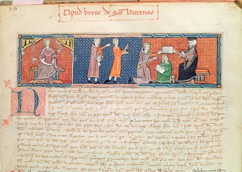 Guillaume Jaubert prêtant serment devant le roi Jacques Ier (1207-76) de Majorque, du Capbreu de Clayra et de Millas, 1292
