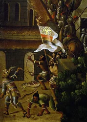Les indigènes combattent les Espagnols avec des arcs et des flèches