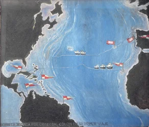 Carte montrant la route de Christophe Colomb lors de son premier voyage vers le Nouveau Monde