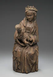 Figure assise de la Vierge tenant l