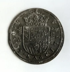 Pièce de monnaie en argent de quatre réaux du règne de Philippe III d