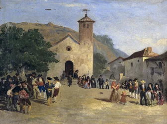 Sortie de messe - Sortie de messe. Peinture anonyme