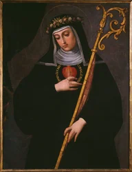 Sainte Gertrude la Grande portant le Sacré-Cœur de Jésus