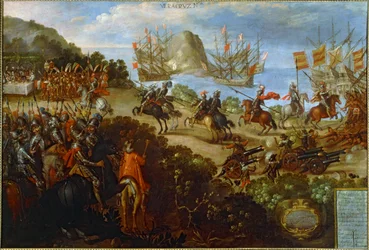 La conquête du Mexique (huile sur toile)