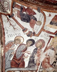 Le cycle des mois : un serviteur offre une boisson aux apôtres (Saint André, Saint Barthélemy et Saint Philippe). (détail)