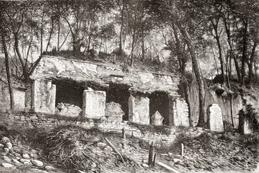 La façade du palais de Palenque, sud du Mexique