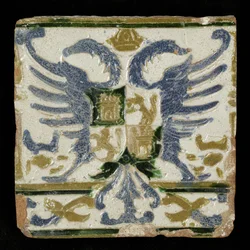 Carreau avec les armoiries de Léon et Castille, 1525 (faïence)