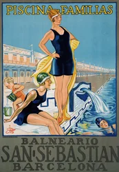 Affiche vintage de la station thermale de Barcelone