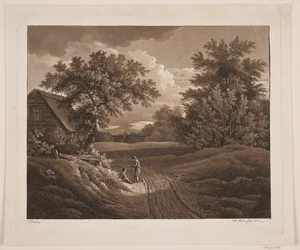 Paysage avec deux paysans conversant