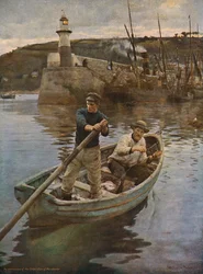 Le phare de Newlyn, Cornouailles, 1893, vers 1930