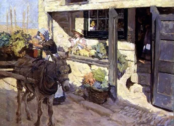Chargement de la charrette à âne