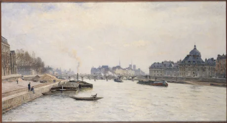 Le pont des Arts, vue du pont Royal, vers 1884