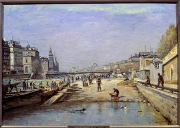 Le quai aux fleurs à Paris Peinture de Stanislas Lépine (1835-1892) XIXe siècle Reims, Musée des Beaux-Arts