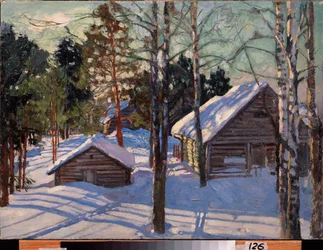 Hiver - Peinture de Stanislav Yulianovich Zhukovsky (Joukovski) (1873-1944), huile sur toile - Art russe
