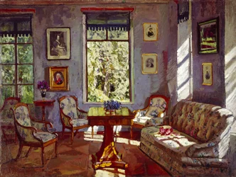 Le salon de la maison manoir Rozhdestveno, 1916