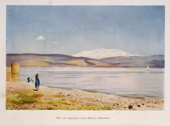 Mer de Galilée vers le mont Hermon (en Syrie), Palestine 1906