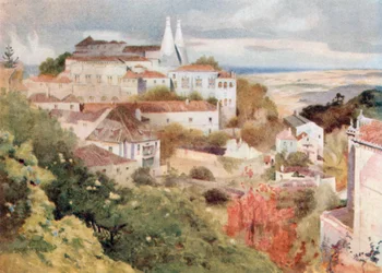Le palais des Maures, Cintra (lithographie couleur)