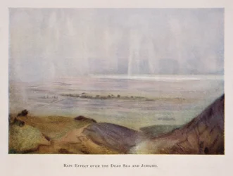 Pluie tombant sur Jéricho et la mer Morte, en Palestine 1906
