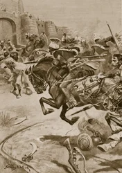 Les 11e Lanciers et le Cheval de Skinner chassant les Jats à Bharatpur, décembre 1828
