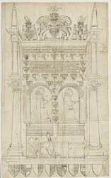 Église de Sandon - Tombe de Sampson Erdeswicke : dessin à la plume et à l