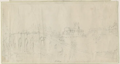 Église et Château de Tutbury - Vue du Nord-Est: dessin au crayon, nd [1762-1802]