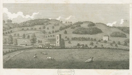 Wolseley - Église de Colwich et Maison Oakedge: gravure