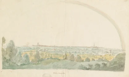 Wolverhampton - Vue lointaine depuis les hauteurs de Tettenhall : peinture à l