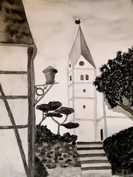 Église Saint-Egidius en noir et blanc